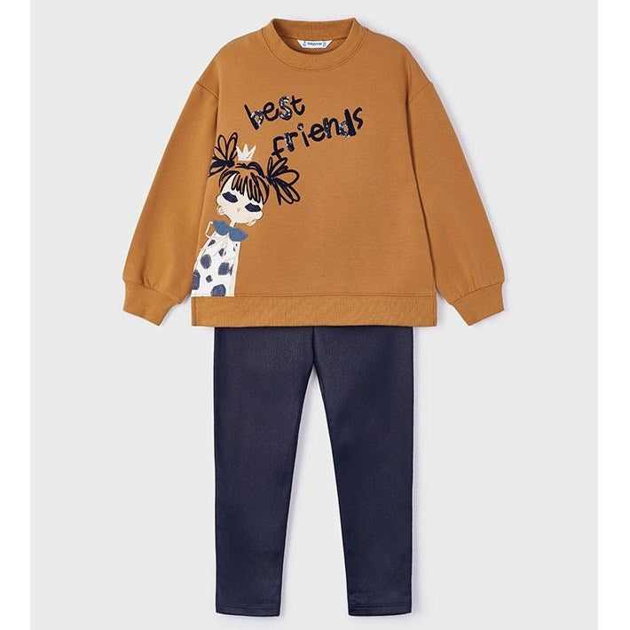 Mayoral Kışlık Kız S-shirt Tayt Set Kahverengi