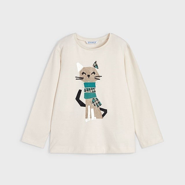 Mayoral Kışlık Kız T-shirt Tayt 3'lü Set Ekru