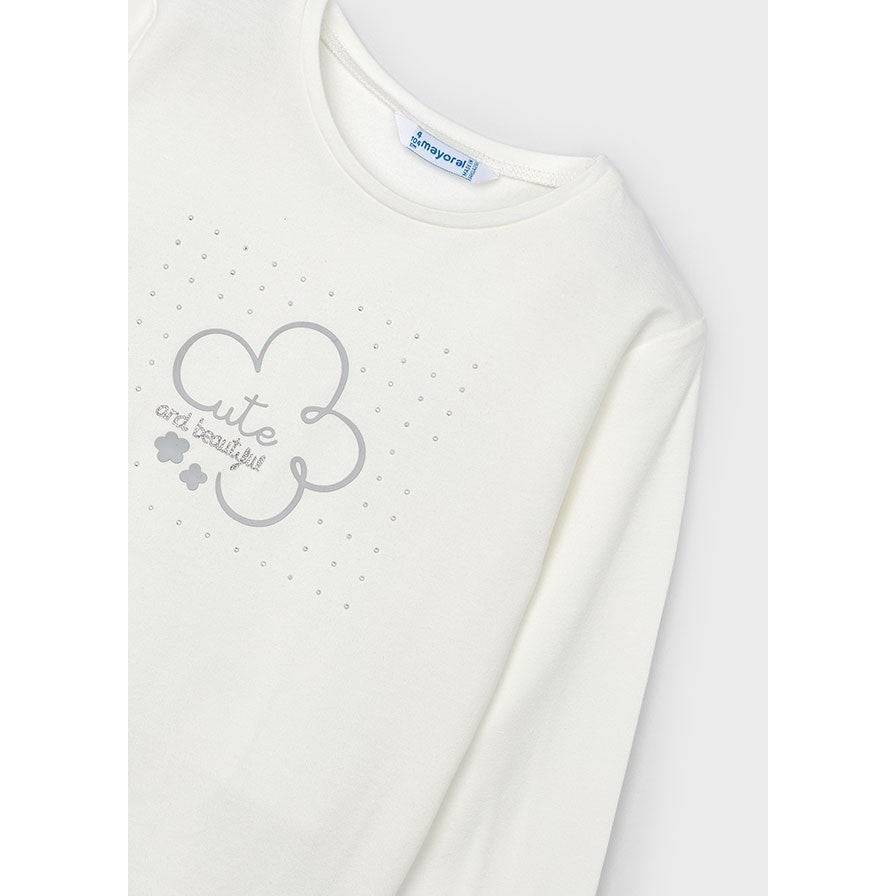 Mayoral Kışlık Kız Uzun Kol Basic T-shirt Ekru
