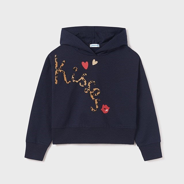 Mayoral Kışlık Kız Uzun Kol Kapşonlu S-shirt Lacivert