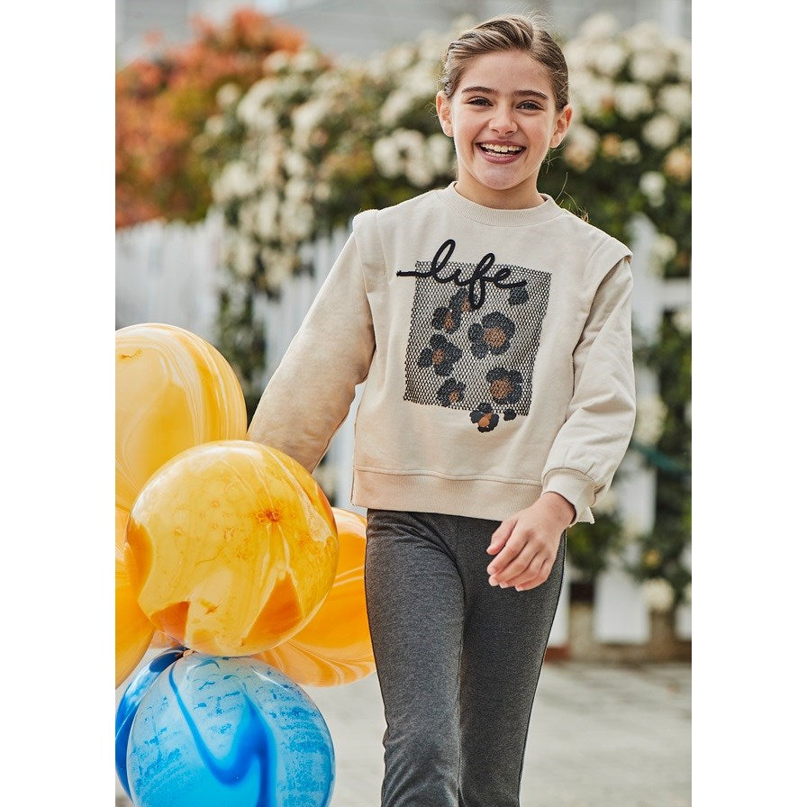 Mayoral Kışlık Kız Uzun Kol S-shirt Tayt Set Bej