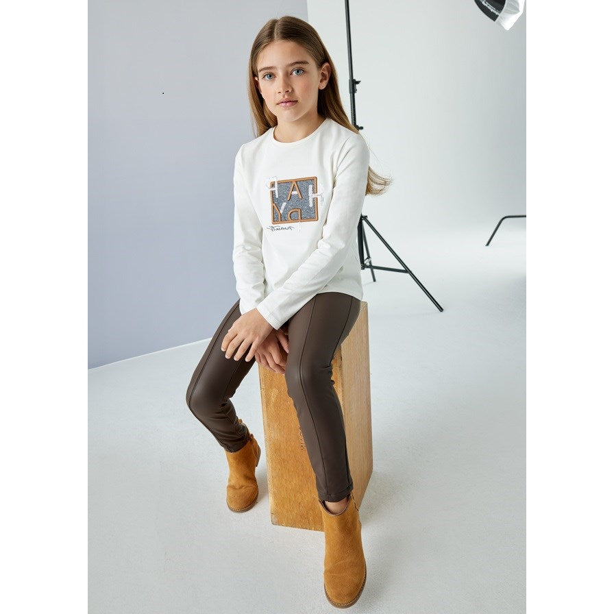 Mayoral Kışlık Kız Uzun Kol T-shirt Ekru
