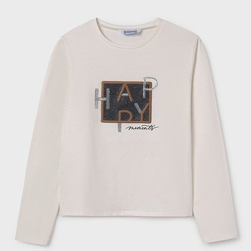 Mayoral Kışlık Kız Uzun Kol T-shirt Ekru