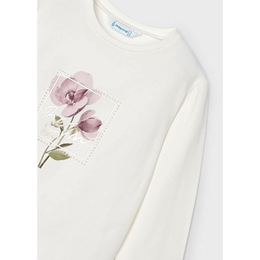 Mayoral Kışlık Kız Uzun Kol T-shirt Ekru