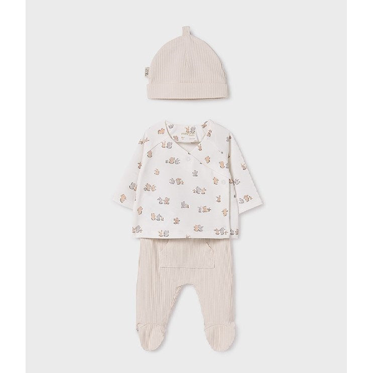 Mayoral Yazlık Bebek Bluz Patikli Pantolon 3'lü Set Bej
