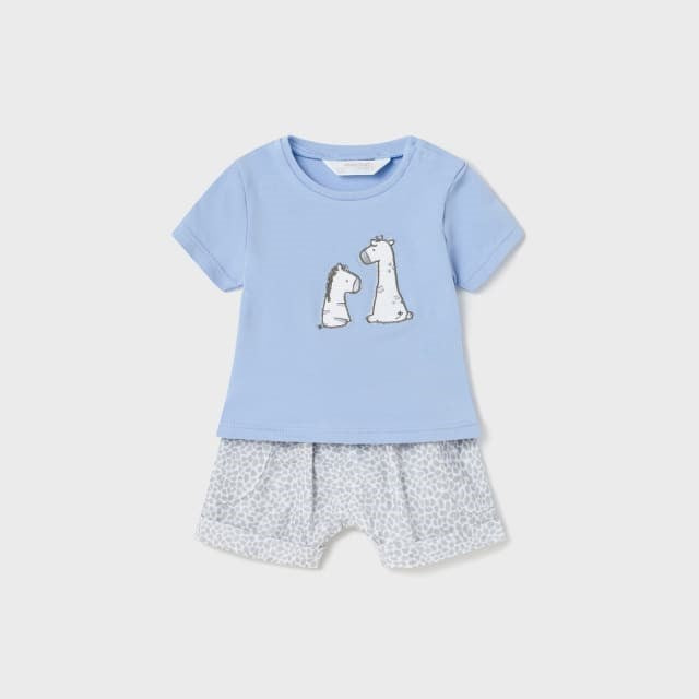 Mayoral Yazlık Erkek Bebek Bluz Şort Set Mavi
