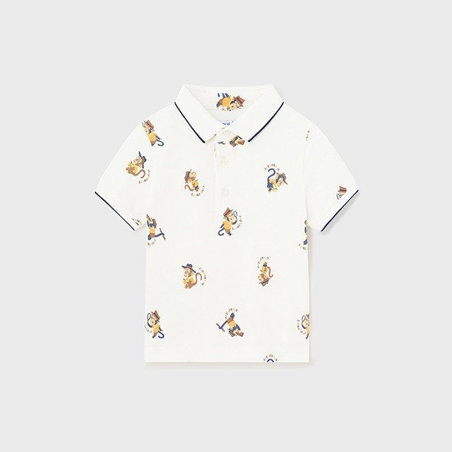 Mayoral Yazlık Erkek Bebek Kısa Kol Polo T-shirt Ekru