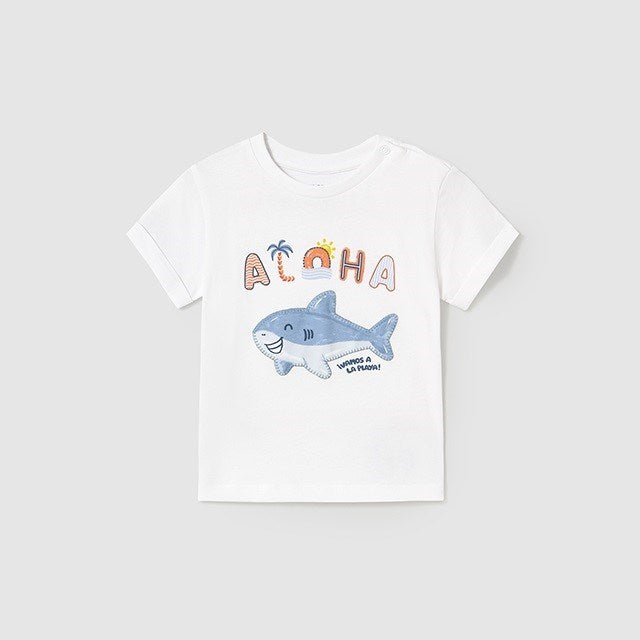 Mayoral Yazlık Erkek Bebek Kısa Kol T-shirt Beyaz