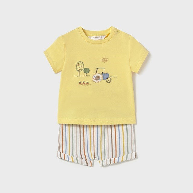 Mayoral Yazlık Erkek Bebek Kısa Kol T-shirt Şort 2'li Set Sarı