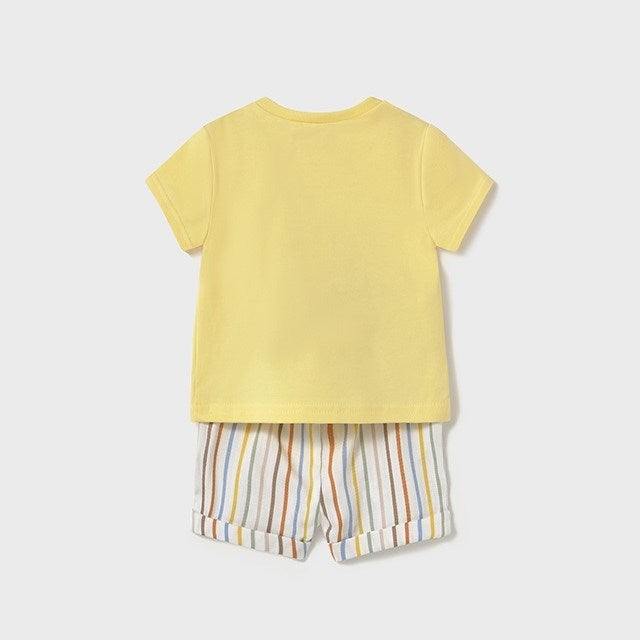 Mayoral Yazlık Erkek Bebek Kısa Kol T-shirt Şort 2'li Set Sarı