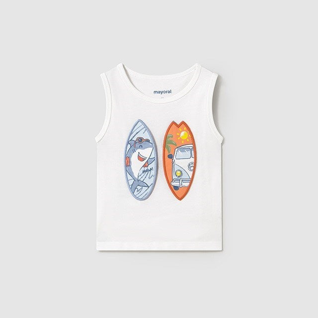 Mayoral Yazlık Erkek Bebek Kolsuz T-shirt Beyaz
