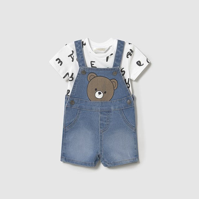 Mayoral Yazlık Erkek Bebek T-shirt Kısa Salopet Set Mavi