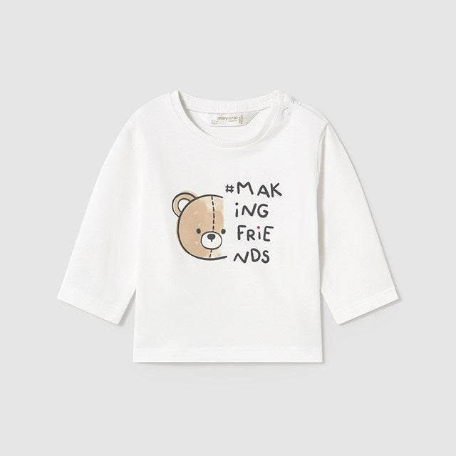 Mayoral Yazlık Erkek Bebek Uzun Kol T-shirt Beyaz
