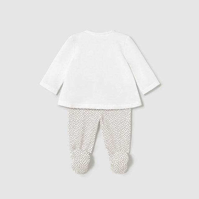 Mayoral Yazlık Kız Bebek Bluz Patikli Pantolon Set Ekru