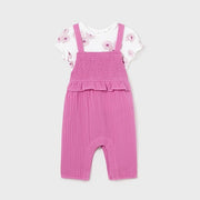 Mayoral Yazlık Kız Bebek Bluz Salopet Set Koyu Pembe