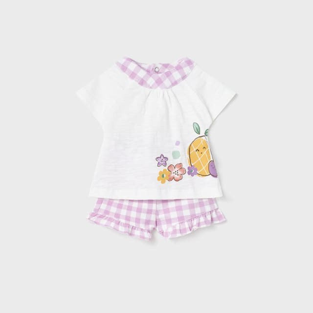Mayoral Yazlık Kız Bebek Bluz Şort 4'lü Set Lila
