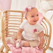 Mayoral Yazlık Kız Bebek Bluz Tayt 3'lü Set Pembe