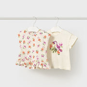 Mayoral Yazlık Kız Bebek Kısa Kol T-shirt 2'li Set Ekru