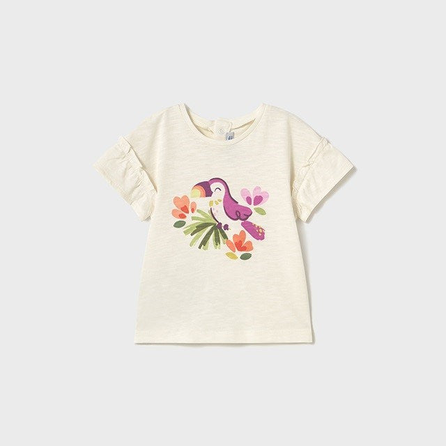 Mayoral Yazlık Kız Bebek Kısa Kol T-shirt 2'li Set Ekru