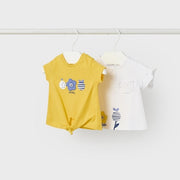 Mayoral Yazlık Kız Bebek Kısa Kol T-shirt 2'li Set Sarı