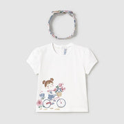 Mayoral Yazlık Kız Bebek Kısa Kol T-shirt Beyaz