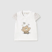 Mayoral Yazlık Kız Bebek Kısa Kol T-shirt Beyaz