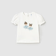 Mayoral Yazlık Kız Bebek Kısa Kol T-shirt Ekru