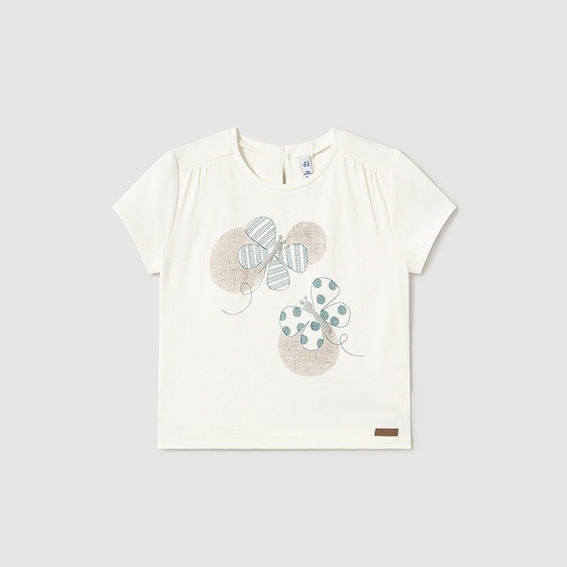 Mayoral Yazlık Kız Bebek Kısa Kol T-shirt Ekru