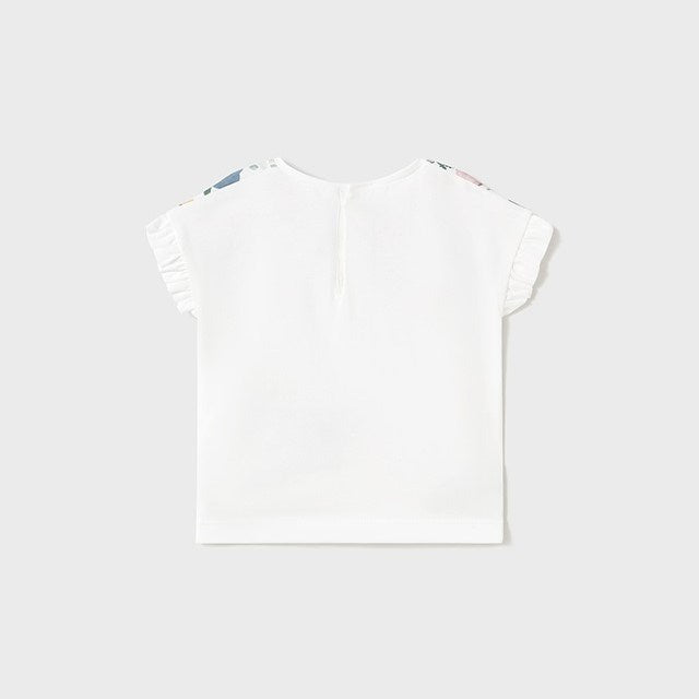Mayoral Yazlık Kız Bebek Kısa Kol T-shirt Ekru