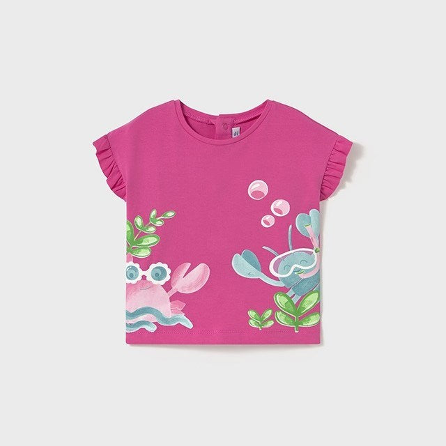 Mayoral Yazlık Kız Bebek Kısa Kol T-shirt Fuşya