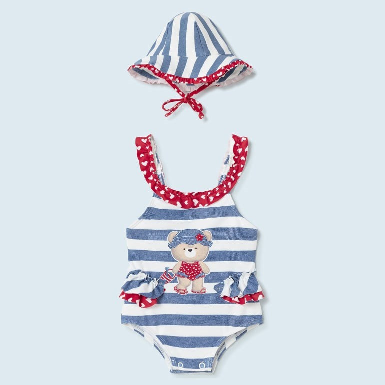 Mayoral Yazlık Kız Bebek Mayo Şapka Set Kırmızı