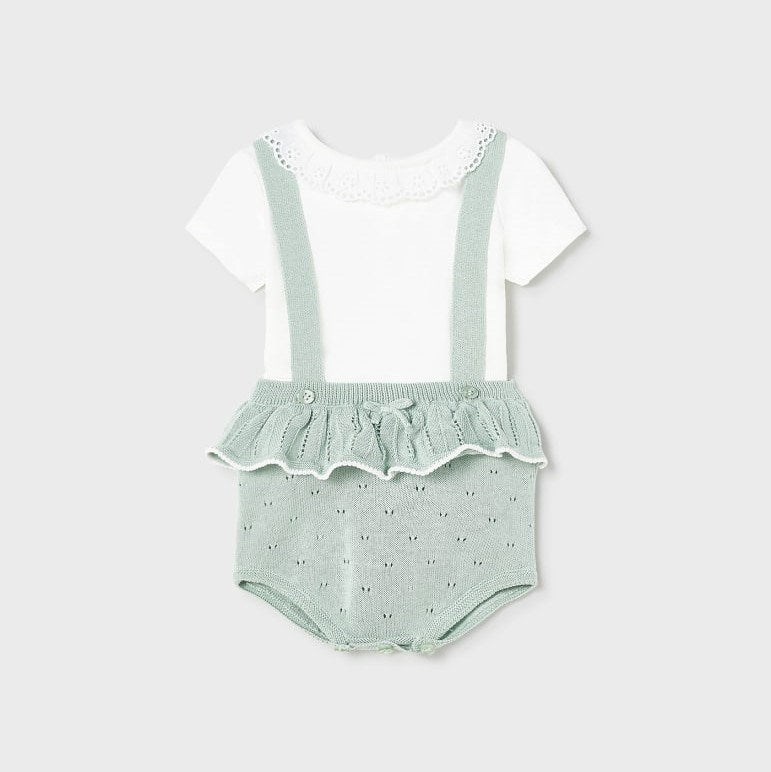 Mayoral Yazlık Kız Bebek Örme Salopet Set Yeşil