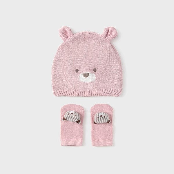Mayoral Yazlık Kız Bebek Örme Şapka Çorap Set Pembe