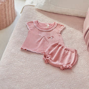 Mayoral Yazlık Kız Bebek Örme Şort Set Pembe