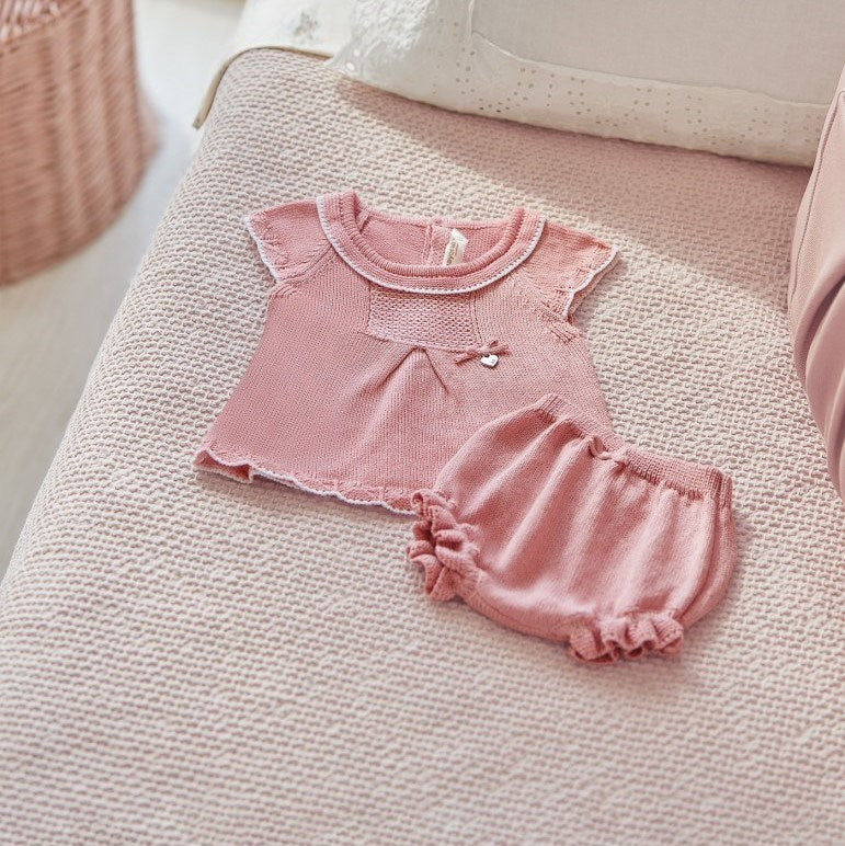 Mayoral Yazlık Kız Bebek Örme Şort Set Pembe