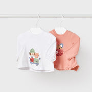 Mayoral Yazlık Kız Bebek Uzun Kol T-shirt 2'li Set Somon