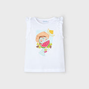 Mayoral Yazlık Kız Kısa Kol T-shirt Beyaz