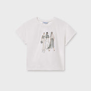 Mayoral Yazlık Kız Kısa Kol T-shirt Ekru