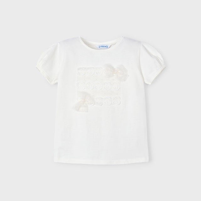 Mayoral Yazlık Kız Kısa Kol T-shirt Ekru