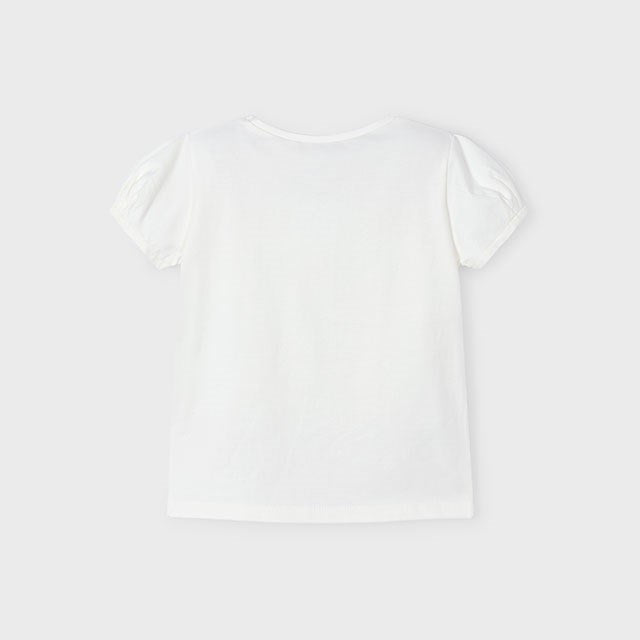 Mayoral Yazlık Kız Kısa Kol T-shirt Ekru