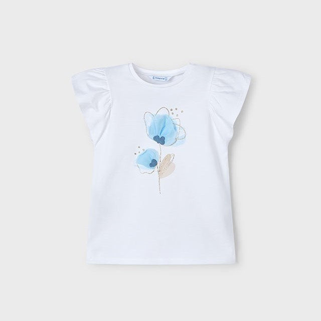 Mayoral Yazlık Kız Kısa Kol T-shirt Ekru