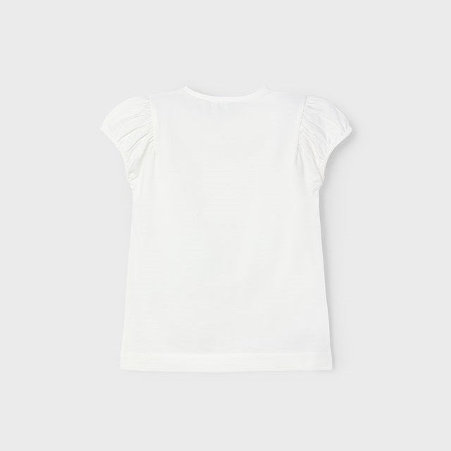 Mayoral Yazlık Kız Kısa Kol T-shirt Ekru