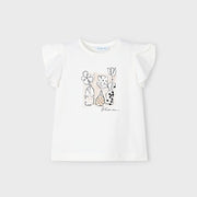 Mayoral Yazlık Kız Kısa Kol T-shirt Ekru