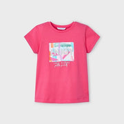 Mayoral Yazlık Kız Kısa Kol T-shirt Koyu Pembe