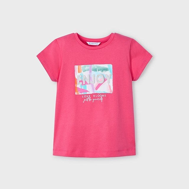 Mayoral Yazlık Kız Kısa Kol T-shirt Koyu Pembe
