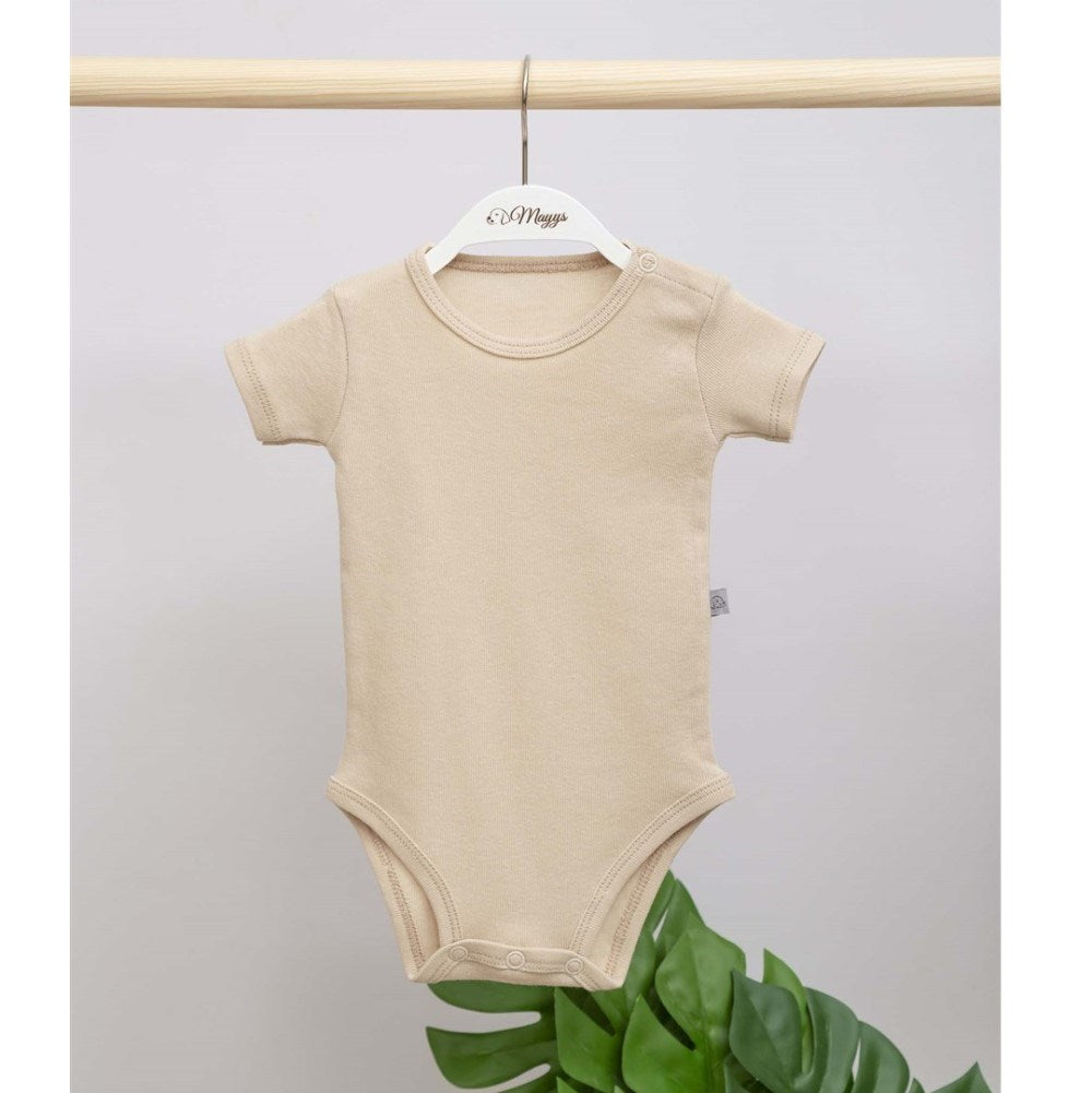 Mayys Baby Bebek Organik Kısa Kollu Body ve Pantolon 2'li Set Bej
