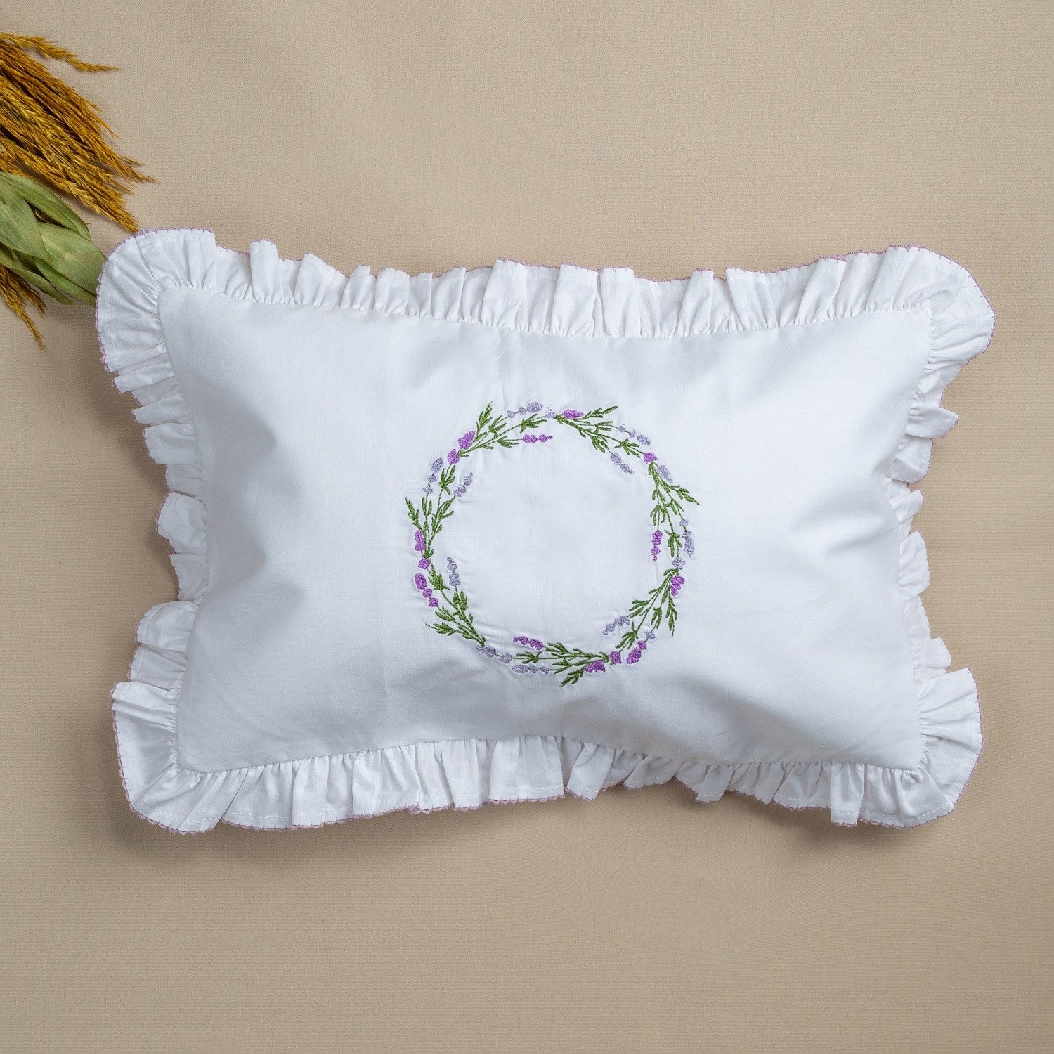 Mayys Baby Kroşetalı Çelenk Nakışlı Yastık Lila