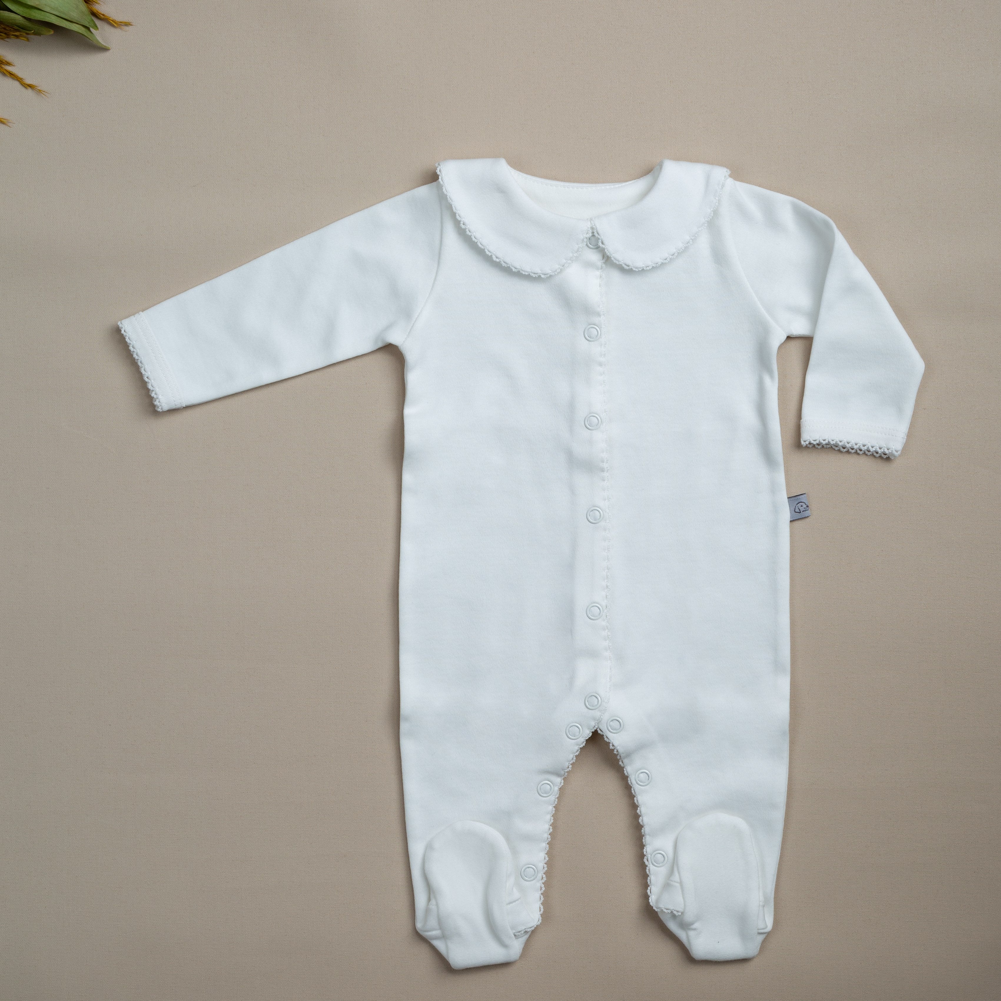 Mayys Baby Organik Elegant Beyaz Tığ İşi Süslemeli 4'lü Hastane Çıkış Seti Ekru