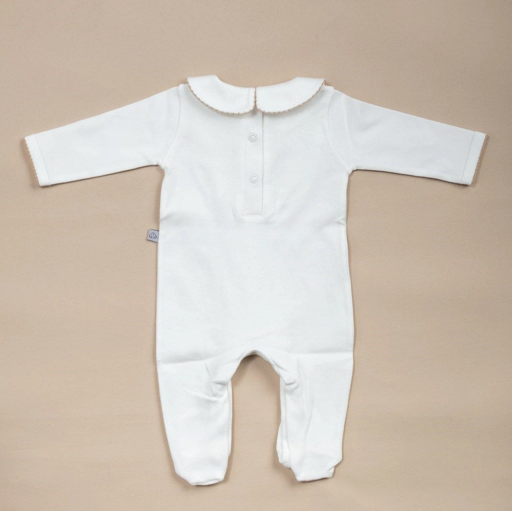 Mayys Baby Royal Bej Tığ İşi Süslemeli Çelenkli At Nakışlı 5' li Organik Hastane Çıkış Seti Ekru