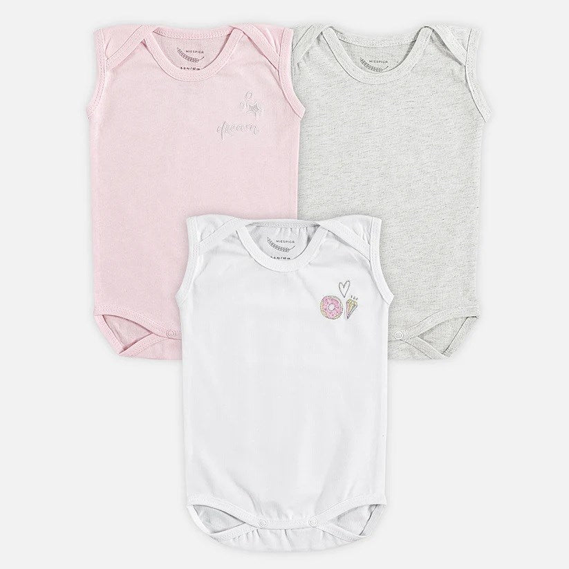 Mi Espiga Sweet Dream Bebek Kolsuz Body 3'lü Set Pembe